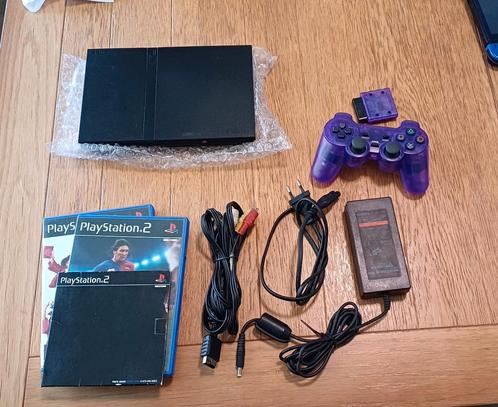 PlayStation 2 Slim Console with wireless Purple Controlle, Spelcomputers en Games, Spelcomputers | Sony PlayStation 2, Zo goed als nieuw