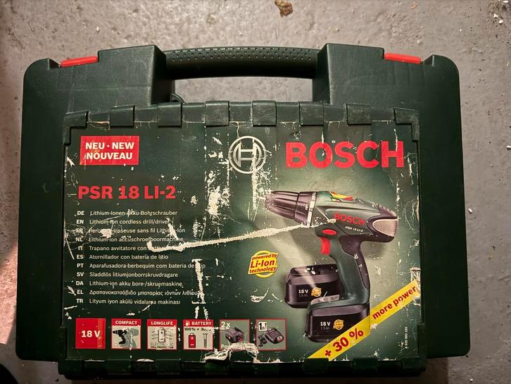 Bosch PSR 18 LI-2 Accuboormachine, Doe-het-zelf en Verbouw, Gereedschap | Boormachines, Gebruikt, Boor- en Schroefmachine, Minder dan 400 watt