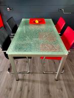 4 persoon eet tafel, Huis en Inrichting, Tafels | Eettafels, Ophalen, Gebruikt, Glas, 50 tot 100 cm