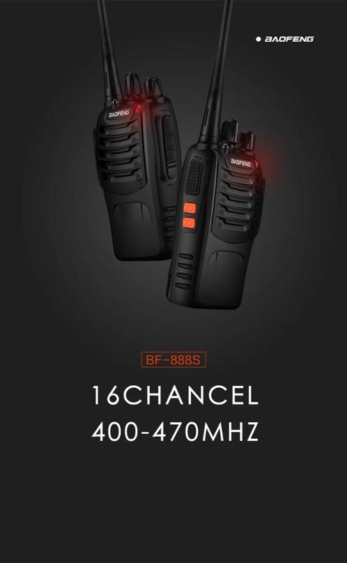Walkie Talkie Portofoonset Bf 888S Uhf 400-470Mhz 16CH 5W, Telecommunicatie, Portofoons en Walkie-talkies, Nieuw, Portofoon of Walkie-talkie
