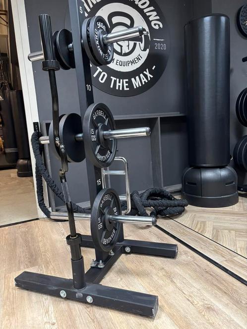 Zwarte schijven 50 mm en barbell/halter standaard, Sport en Fitness, Fitnessmaterialen, Zo goed als nieuw, Halterset, Ophalen of Verzenden