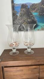 Set van 2 glazen vazen, Huis en Inrichting, Ophalen, 50 tot 75 cm, Wit, Glas