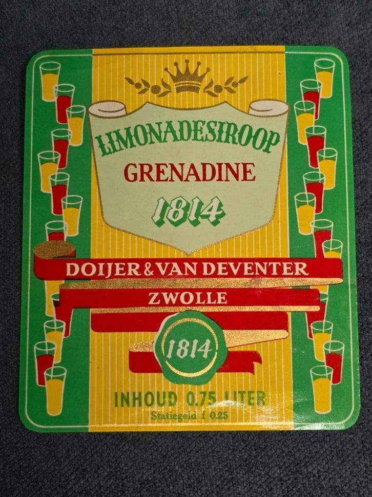 486) ETIKET ZWOLLE DOIJER & VAN DEVENTER GRENADINE, Verzamelen, Merken en Reclamevoorwerpen, Gebruikt, Overige typen, Ophalen of Verzenden