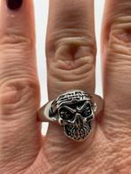 A478 Prachtige zilveren skull ring maat 22, 20 of groter, Ophalen of Verzenden, X, Dame of Heer