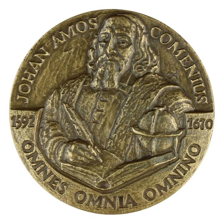 Willem Vis - Penning, 1981 : Johan Amos Comenius, Postzegels en Munten, Penningen en Medailles, Brons, Nederland, Verzenden