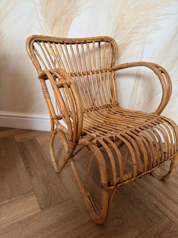 Vintage Rotan Kinderstoel, Kinderen en Baby's, Kinderstoelen, Gebruikt, Overige typen, Ophalen