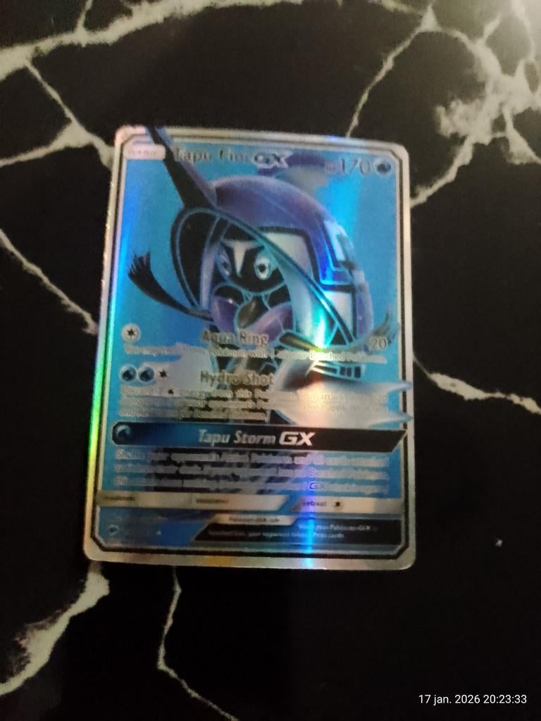 Pokémon Kaart uit 2017 - Tapu Fini GX, Ophalen of Verzenden, Zo goed als nieuw, Losse kaart, Foil