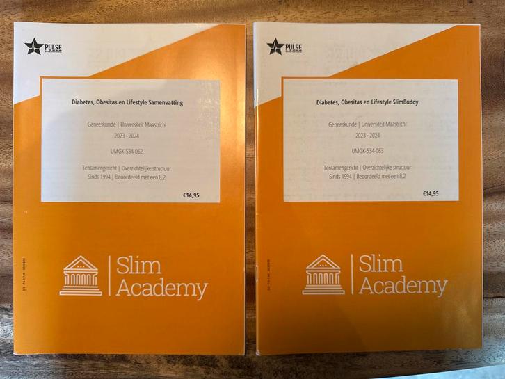 Diabetes, Obesitas en Lifestyle UM Samenvatting + SlimBuddy, Boeken, Studieboeken en Cursussen, Zo goed als nieuw, WO, Alpha, Ophalen of Verzenden