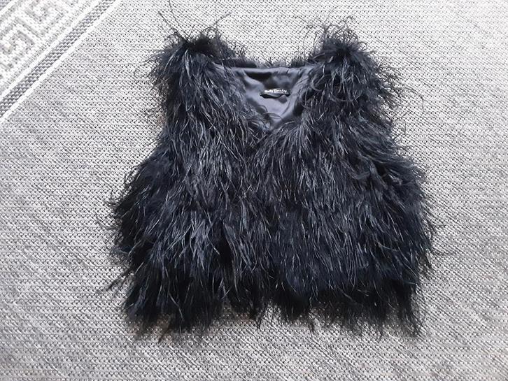 Fantastisch mooi hesje van veren, Kleding | Dames, Gelegenheidskleding, Zo goed als nieuw, Overige typen, Maat 38/40 (M), Zwart