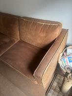 Cognac leren bank - 4 persoons - nette staat, Huis en Inrichting, Ophalen, Gebruikt, Rechte bank, 200 tot 250 cm