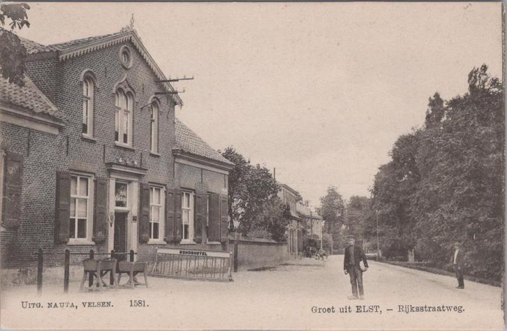 Elst - Rijksstraatweg - Uitg. NAUTA No. 1581, Verzamelen, Ansichtkaarten | Nederland, Ongelopen, Gelderland, Voor 1920, Ophalen of Verzenden