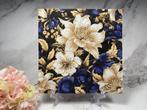 knutsel servetten blauw paars beige bloemen decoupage M725, Ophalen of Verzenden, Nieuw, Materiaal