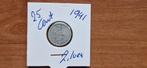 25 cent 1941 zilver P, Postzegels en Munten, Munten | Nederland, Zilver, Koningin Wilhelmina, Ophalen of Verzenden, 25 cent