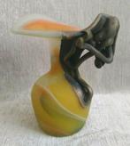 Roemeense glaskunst vaas oranje gesigneerd 15 cm hoog, Antiek en Kunst, Kunst | Designobjecten, Ophalen of Verzenden