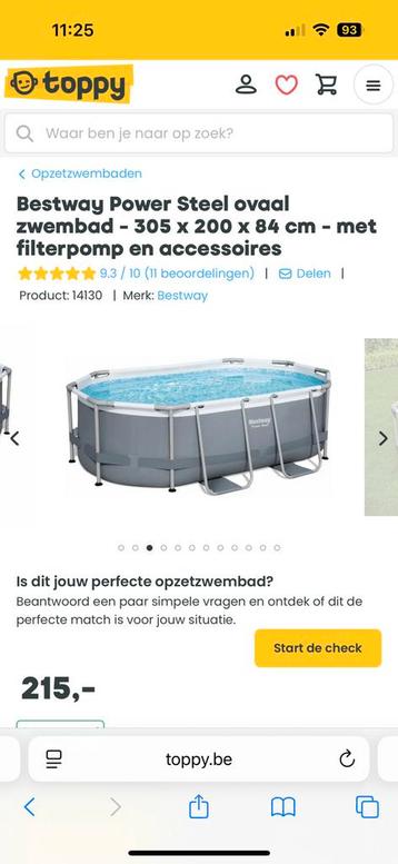 Zwembad met filterpomp, zoutwatersysyeem en stofzuiger beschikbaar voor biedingen