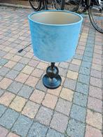 Mooie blauwe lamp met stoffen kap, Ophalen, Hout, Zo goed als nieuw, Minder dan 100 cm