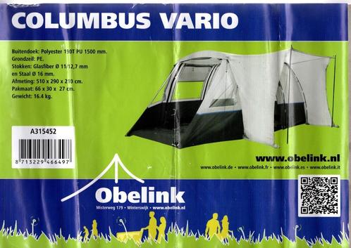 Obelink Columbus Vario Tunnel/bus-tent, Caravans en Kamperen, Tenten, tot en met 4, Zo goed als nieuw, Ophalen