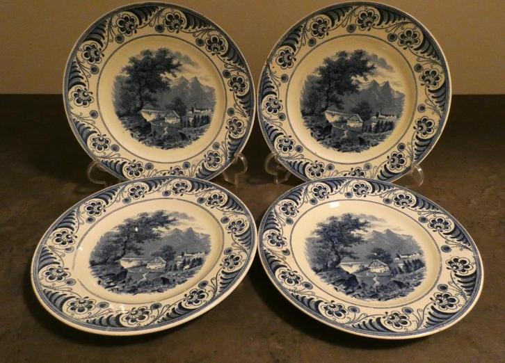 SC - Landschap - delfts -(wand) borden [1610], Antiek en Kunst, Antiek | Keramiek en Aardewerk, Ophalen