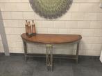 Side table authentiek metaal met leer bekleed . Uniek !, Gebruikt, 100 tot 150 cm, Ophalen of Verzenden, Metaal