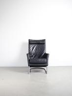 Montis Madonna Fauteuil+Hocker Zwart Leer – Chroom, Huis en Inrichting, Fauteuils, Niet ingevuld, Gebruikt, Niet ingevuld, 50 tot 75 cm