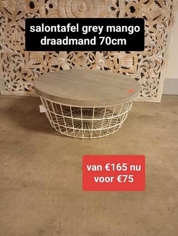 Nieuwe salontafel grey mango draadmand 70cm van €165 nu €75 beschikbaar voor biedingen