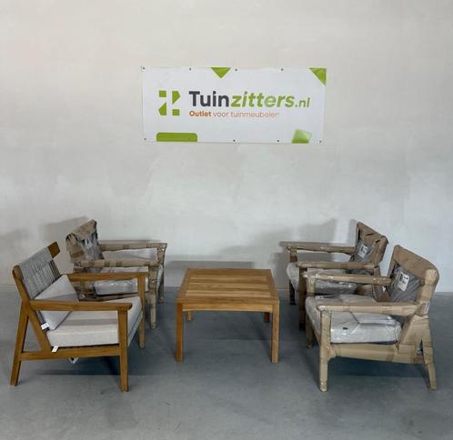 Hartman Coco 5-delige loungeset, Tuin en Terras, Tuinsets en Loungesets, Nieuw, Loungeset, Hout, 4 zitplaatsen, Bijzettafel, Stoel