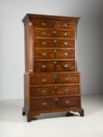 Ladekast Tallboy 19e eeuw eiken, Ophalen, Gebruikt, Eikenhout, 50 tot 100 cm