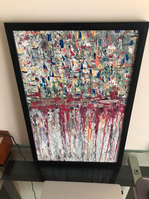 Abstracte expresie in kleur, 40x60 cm, Antiek en Kunst, Kunst | Schilderijen | Abstract, Ophalen of Verzenden