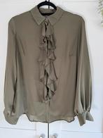 Boohoo, groene blouse met ruches, valt als 38/40, Groen, Boohoo, Maat 38/40 (M), Ophalen of Verzenden