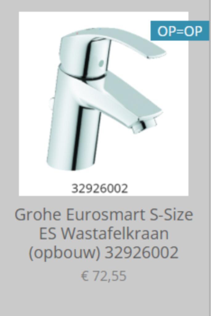 Grohe Eurosmart S-Size ES Wastafelkraan (opbouw) 32926002, Doe-het-zelf en Verbouw, Sanitair, Nieuw, Kraan, Chroom, Ophalen of Verzenden