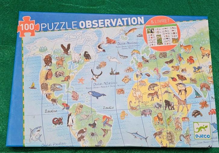 Puzzel Wereldkaart - 100 stukjes, Kinderen en Baby's, Speelgoed | Kinderpuzzels, Zo goed als nieuw, 4 tot 6 jaar, Meer dan 50 stukjes