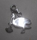 Zilveren bedel/hanger ooievaar met baby nr.1703, Sieraden, Tassen en Uiterlijk, Kettinghangers, Verzenden, Zo goed als nieuw, Kruis of Symbool