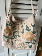 Leren tas met geborduurde bloemen, Ophalen of Verzenden, Zo goed als nieuw, Zwart