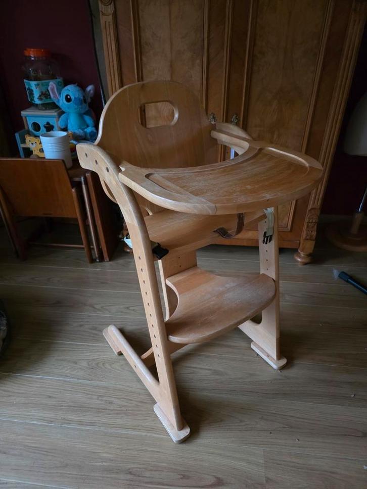 Massief houten verstelbare kinderstoel, Kinderen en Baby's, Kinderstoelen, Gebruikt, Meegroeistoel, Ophalen