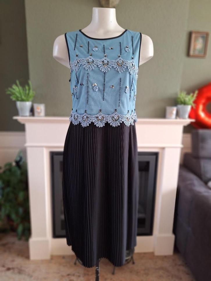 Scee by twin-set sprook achtig plissé jurk 38 M Gratis Verz., Kleding | Dames, Jurken, Zo goed als nieuw, Maat 38/40 (M), Blauw