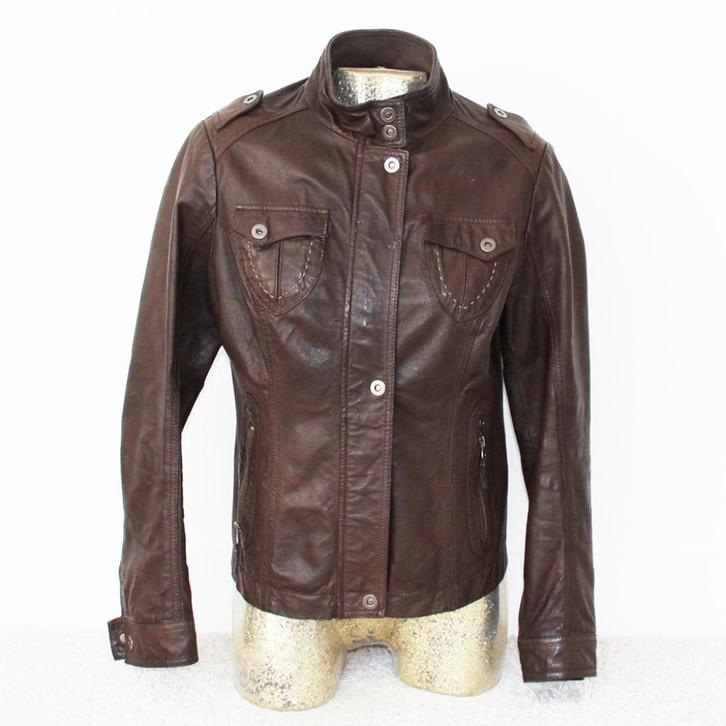 Mooie Soepele Leren Yessica Jas (Maat 38)* € 50,-, Kleding | Dames, Jassen | Winter, Zo goed als nieuw, Maat 38/40 (M), Bruin