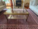 Vintage Salontafel vierkant met twee glazen platen, Huis en Inrichting, Ophalen, Gebruikt, 100 tot 150 cm, Vierkant