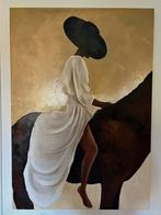 Schilderij vrouw op paard - japandi, Antiek en Kunst, Ophalen