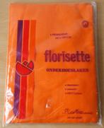 Eénpersoons Hoeslaken - oranje - Florisette - jaren 70, Ophalen of Verzenden, Huis en Inrichting
