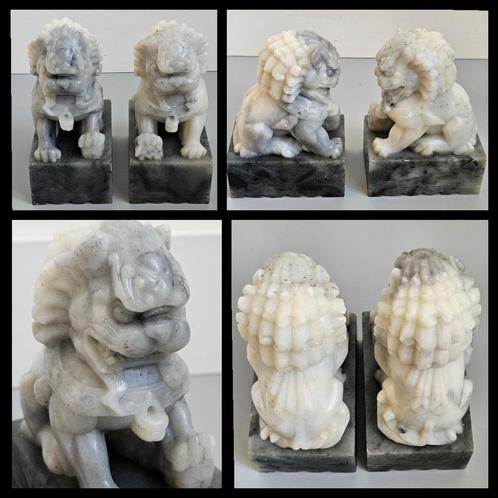 Stel uit steen gesneden Chinese tempelleeuwen,  "foo dog", Antiek en Kunst, Kunst | Beelden en Houtsnijwerken, Ophalen of Verzenden