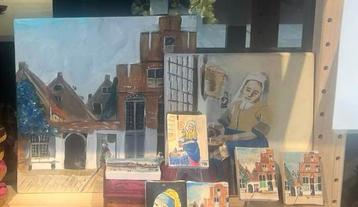 Handgeschilderd Straatje van Vermeer beschikbaar voor biedingen
