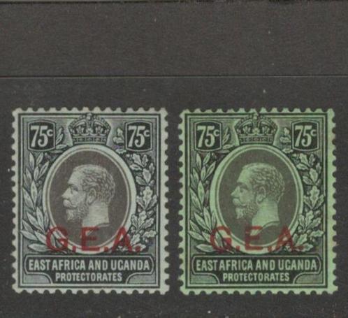 1917 75c 2-typen GEA-Britse bezetting Duits Oost-Afrika WO-1, Postzegels en Munten, Postzegels | Europa | UK, Postfris, Ophalen of Verzenden