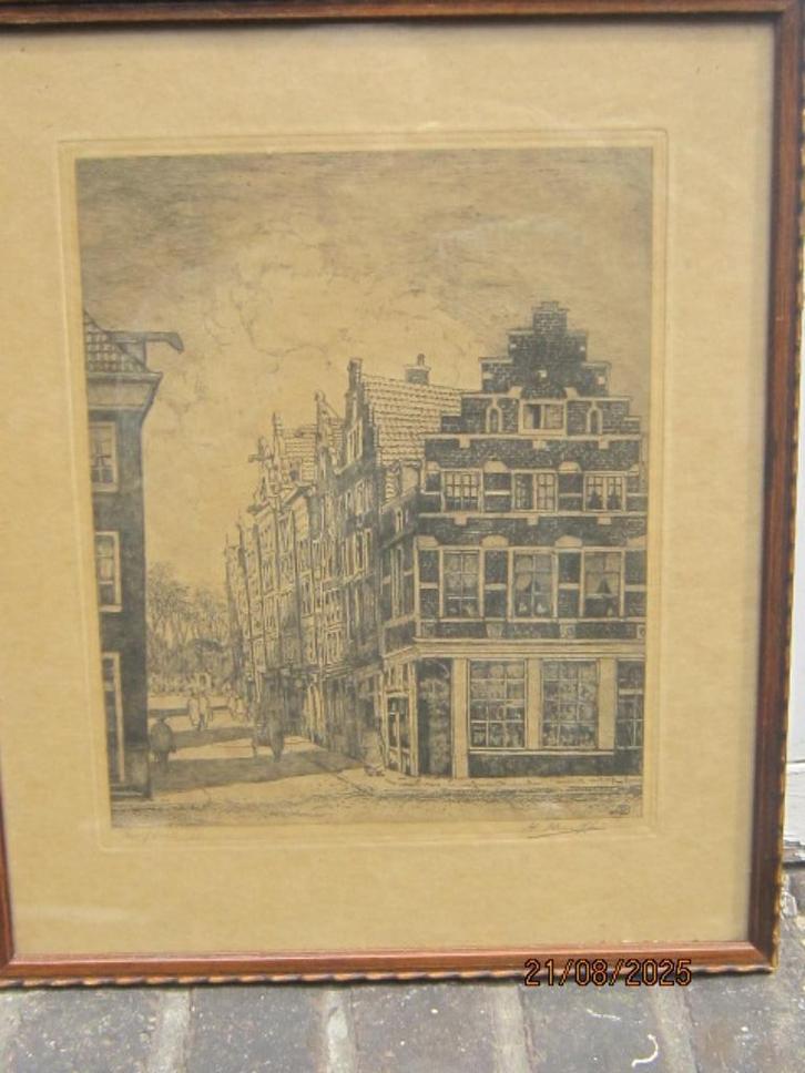 Herman HEUFF,(Scheen) Pr dr Ets HALVEMAANSTEEG A.dam, Antiek en Kunst, Kunst | Etsen en Gravures, Ophalen of Verzenden