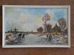 Schilderijtje. Wintertafereel. 27 x 17 Cm., Minder dan 50 cm, Oorspronkelijke maker, Ophalen of Verzenden, Zo goed als nieuw