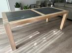 Massief Eiken Eettafel met Leisteen - 6 Personen, Huis en Inrichting, Ophalen, Gebruikt, Eikenhout, 50 tot 100 cm