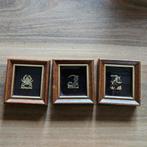 3 sterrenbeelden in bladgoud Steenbok Weegschaal Kreeft, Ophalen of Verzenden