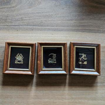 3 sterrenbeelden in bladgoud Steenbok Weegschaal Kreeft beschikbaar voor biedingen