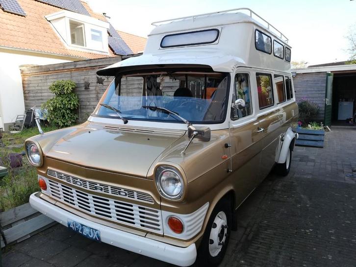 Unieke oldtimer camper bouwj. 1969: Ford Transit MK 1, Caravans en Kamperen, Campers, Particulier, Buscamper of Camperbus, Benzine