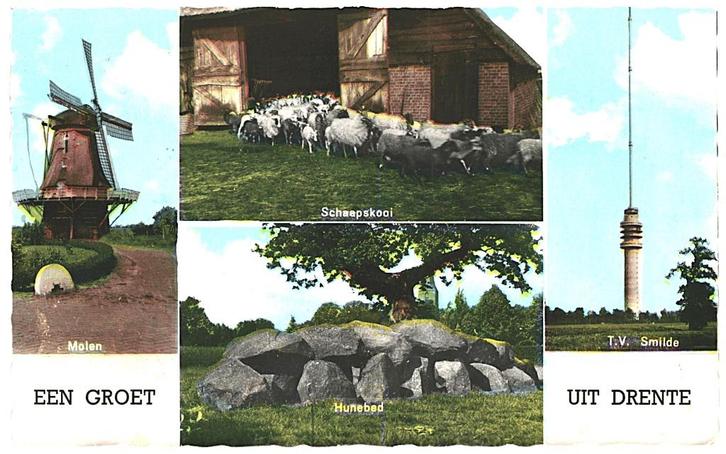 909123	Drenthe	1964 Schaapskudde schaapskooi TV Mast Hunnebe, Verzamelen, Ansichtkaarten | Nederland, Gelopen, Drenthe, 1960 tot 1980