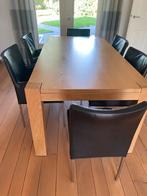 Zwarte leren eetkamerstoelen, 6 stuks, Huis en Inrichting, Ophalen of Verzenden, Gebruikt, Zwart, Vijf, Zes of meer stoelen
